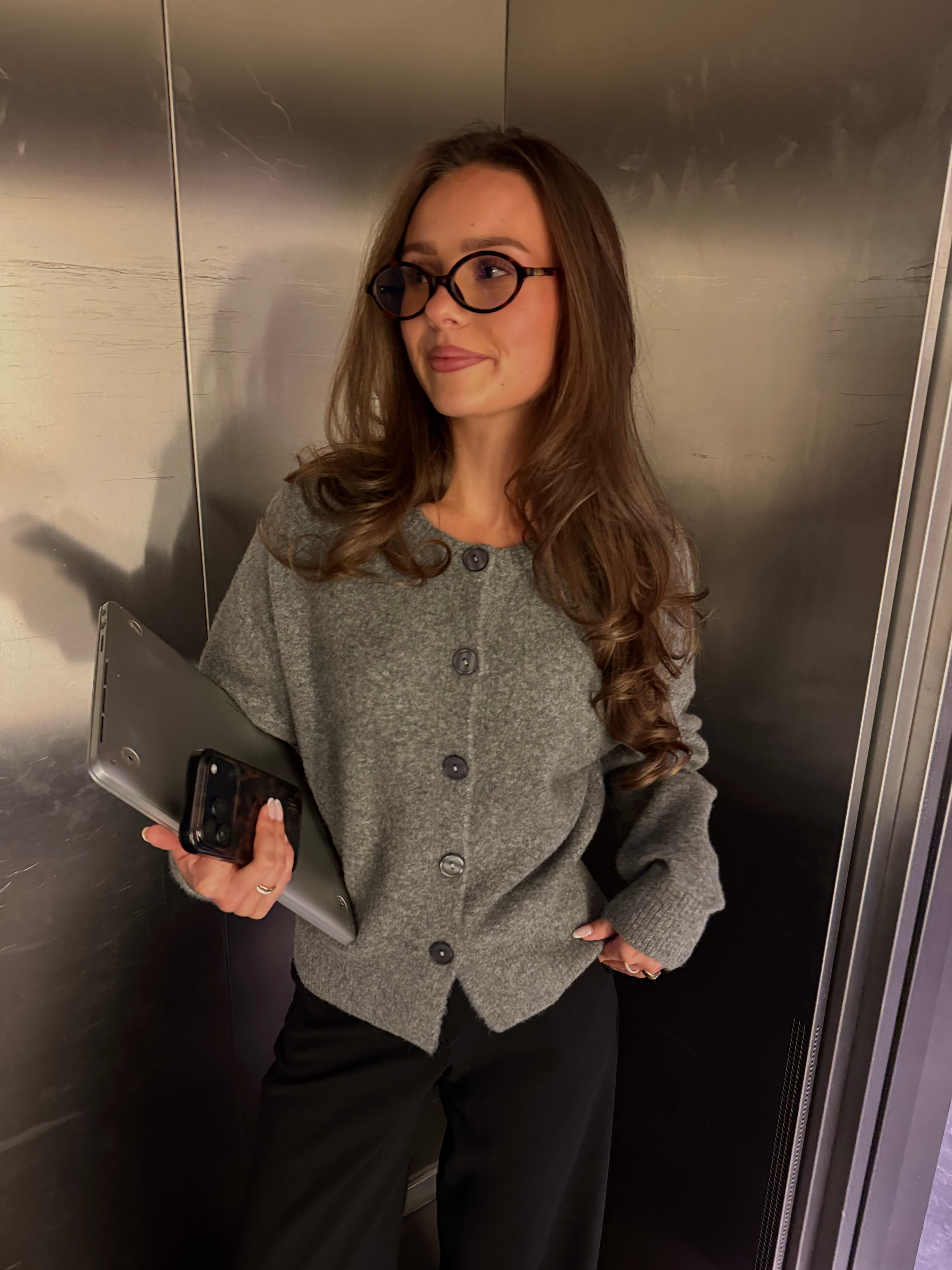 VMSIF Knitted Cardigan - Medium Grey Melange
